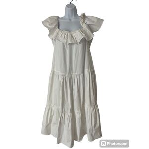 Trina Turk White Ruffle Summer Dress size L